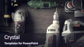  Presentation with drill - PPT layouts with electrical - electric hand tools screwdriver drill background and a wine colored foreground