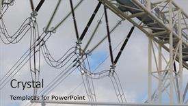  Presentation with transformer - Presentation design with electrical - electric line switching and transformer background and a light gray colored foreground