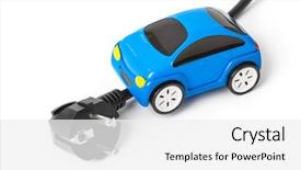  Presentation with electric car - Audience pleasing PPT layouts consisting of electrical - electric plug and toy car backdrop and a white colored foreground