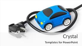  Presentation with electric car - Amazing theme having electrical - electric plug and toy car backdrop and a white colored foreground