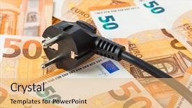  Presentation with euro - Slide deck with electrical - electric plug on money euro background and a coral colored foreground