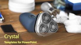  Presentation with electric - Slides featuring electrical - electric shaver for man background and a tawny brown colored foreground