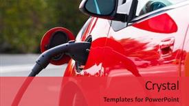  Presentation with electric car - Amazing theme having electrical - electric vehicle car charging backdrop and a red colored foreground
