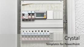 Presentation with electric - PPT theme enhanced with electrical - electric wiring and fusebox background and a light gray colored foreground