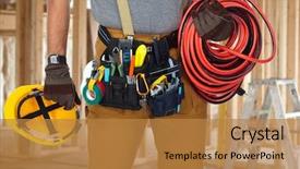  Presentation with electrical tools - Presentation theme enhanced with electrical - electrician with construction tools background and a gold colored foreground