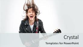  Presentation with electric guitar - Slides enhanced with electrical - excited young man in black background and a light gray colored foreground