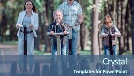  Presentation with broken family children sad - Presentation design enhanced with electrical - family with two children riding background and a ocean colored foreground