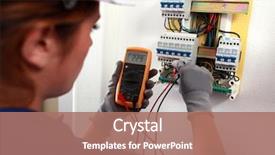  Presentation with electrician - Slide set having corner of garden for rest and relaxation background and a blonde colored foreground