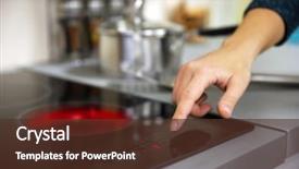  Presentation with electric - Presentation theme having electrical - female hand turns on electric background and a tawny brown colored foreground