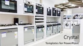  Presentation with electric retail - PPT layouts having electrical - gas and electric ovens background and a light gray colored foreground