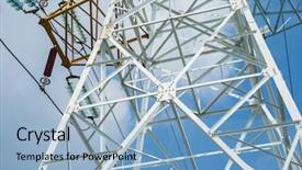  Presentation with electric transmission - Slide deck consisting of electrical - high voltage electric transmission tower background and a light blue colored foreground