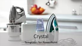  Presentation with household appliances - PPT theme featuring electrical - household and kitchen appliances background and a light gray colored foreground
