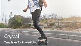  Presentation with electric vehicle - Cool new PPT theme with electrical - modern commute on electric skateboard backdrop and a gray colored foreground