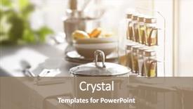  Presentation with kitchen utensils - Slides having electrical - modern table and electric stove background and a coral colored foreground