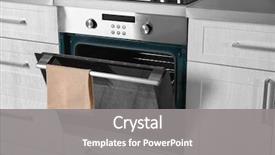  Presentation with kitchen - Audience pleasing theme consisting of electrical - new electric oven in kitchen backdrop and a gray colored foreground