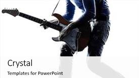  Presentation with electric - Beautiful presentation theme featuring electrical - one caucasian man electric guitarist backdrop and a white colored foreground