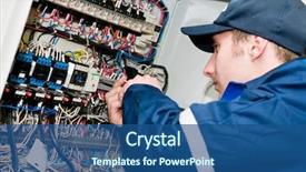  Presentation with electrician - Colorful PPT layouts enhanced with electrical - one electrician working backdrop and a ocean colored foreground