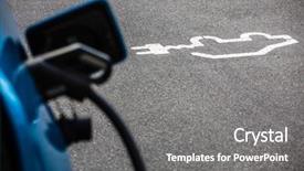  Presentation with electric car - Audience pleasing presentation consisting of electrical - power supply for electric car backdrop and a gray colored foreground