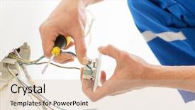  Presentation with electrician - Amazing PPT theme having electrical - repair renovation electricity and people backdrop and a lemonade colored foreground