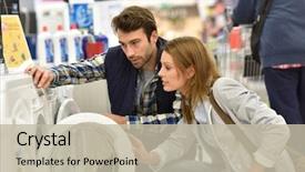  Presentation with helping - Theme with electrical - seller helping customer with choosing background and a mint green colored foreground