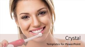  Presentation with electric - Colorful presentation theme enhanced with electrical - smiling girl with electric toothbrush backdrop and a coral colored foreground