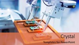  Presentation with electric circuit board - Presentation theme with electrical - soldering iron tips of robotic background and a coral colored foreground