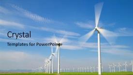  Presentation with windmills - Beautiful presentation theme featuring electrical - windmills for electric power production backdrop and a light blue colored foreground