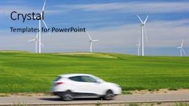  Presentation with electric car - Amazing PPT layouts having electrical - windmills for electric power production backdrop and a light blue colored foreground