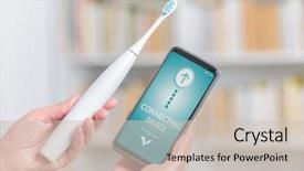 Presentation with smart home - Slide set consisting of electrical - wireless connecting sonic toothbrush background and a soft green colored foreground