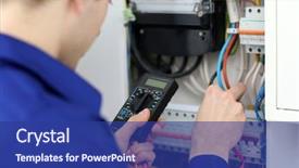  Presentation with fuse - Audience pleasing presentation theme consisting of electrical - young electrician measuring voltage backdrop and a ocean colored foreground