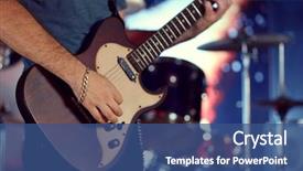  Presentation with electric guitar - PPT layouts consisting of electrical - young man playing on electric background and a ocean colored foreground