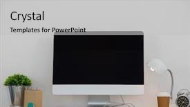  Presentation with desktop - Audience pleasing slides consisting of electrical alarme - electric lamp mobile phone desktop backdrop and a light gray colored foreground