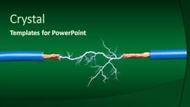  Presentation with copper - Presentation theme consisting of electrical-arc-crossing-two-blue background and a black colored foreground