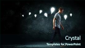  Presentation with electrical - Presentation design with young man and electrical bulb against dark background background and a wine colored foreground