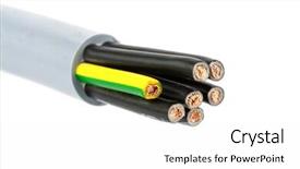  Presentation with electrical - PPT theme having electrical cabel isolated on white background background and a white colored foreground