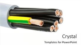  Presentation with electric cable - Slide deck enhanced with electrical cable isolated on white background and a white colored foreground