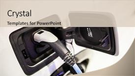 Presentation with electric car - Beautiful PPT layouts featuring electric charge - electric car charging socket backdrop and a lemonade colored foreground