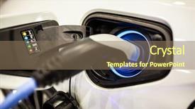  Presentation with electric car - Slide deck with electric charge - electric car charging socket background and a violet colored foreground