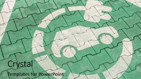  Presentation with paving - Cool new PPT theme with electric car charging symbol painted backdrop and a seafoam green colored foreground