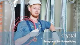  Presentation with electrical cable - Cool new slides with electrical circuit - electrician builder engineer worker backdrop and a teal colored foreground