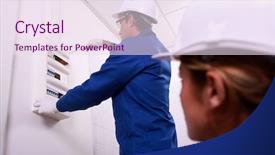  Presentation with electrician - Presentation theme having electrical circuit - electrician working background and a sky blue colored foreground