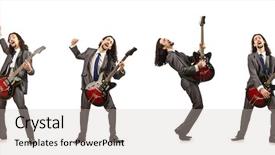  Presentation with guitar - Cool new PPT theme with electrical collage - funny guitar player isolated backdrop and a  colored foreground