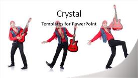  Presentation with golf player playing - Colorful presentation theme enhanced with electrical collage - guitar player isolated backdrop and a  colored foreground