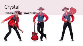  Presentation with guitar - Beautiful PPT theme featuring electrical collage - guitar player isolated backdrop and a coral colored foreground
