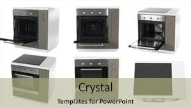  Presentation with electric - Theme consisting of electrical collage - set of electric ovens background and a mint green colored foreground