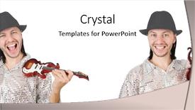  Presentation with guitar - PPT theme featuring electrical collage - young handsome man playing small background and a white colored foreground