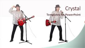  Presentation with guitar - Cool new theme with electrical collage - young man playing guitar backdrop and a lemonade colored foreground