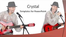  Presentation with guitar - PPT theme with electrical collage - young man playing guitar background and a white colored foreground