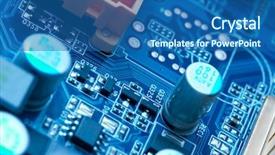  Presentation with electrical components - PPT theme featuring electrical components on a computer background and a ocean colored foreground