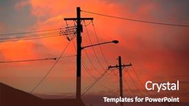  Presentation with electric pole - Amazing slide set having electrical concrete pole background - electric lines against colorful sunset backdrop and a tawny brown colored foreground